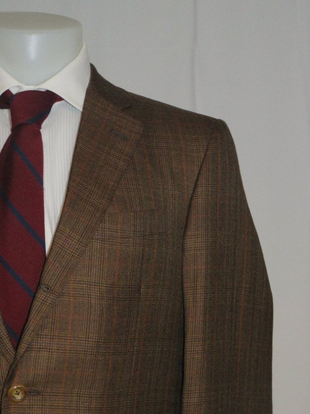 OXXFORD Radcliff Range 5 Cashmere & Silk Brown Plaid 3 Roll 2 Sport Coat 40R